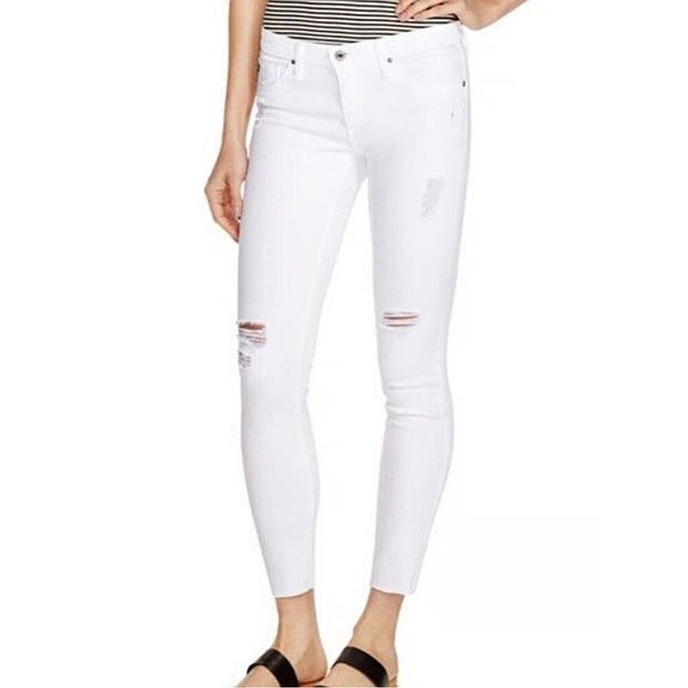 NWT AG Distressed Super Skinny Legging Ankle Jeans Size 27R White